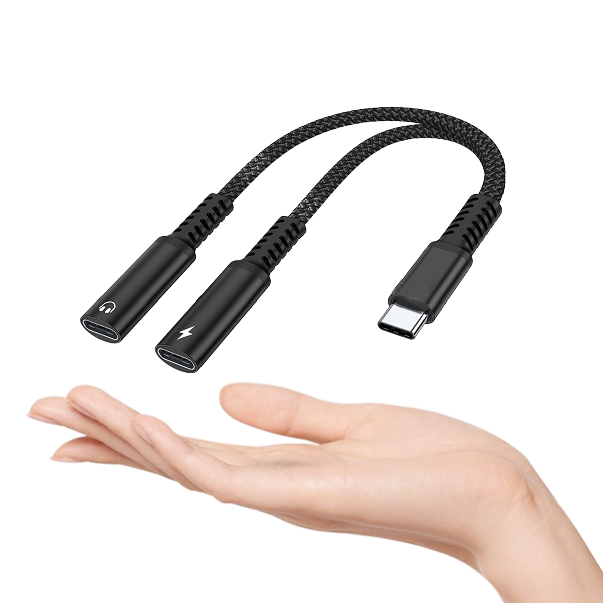 Earphone Splitter Jack - 2-in-1 USB-C-Splitter zu Dual-USB-C-Kopfhöreranschluss Audio-Adapter Schnellladegerät