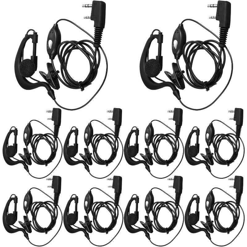 Wired Earphone Mic - 10 Stück Walkie-Talkie-Ohrhörer mit Mikrofon, 2-Pin