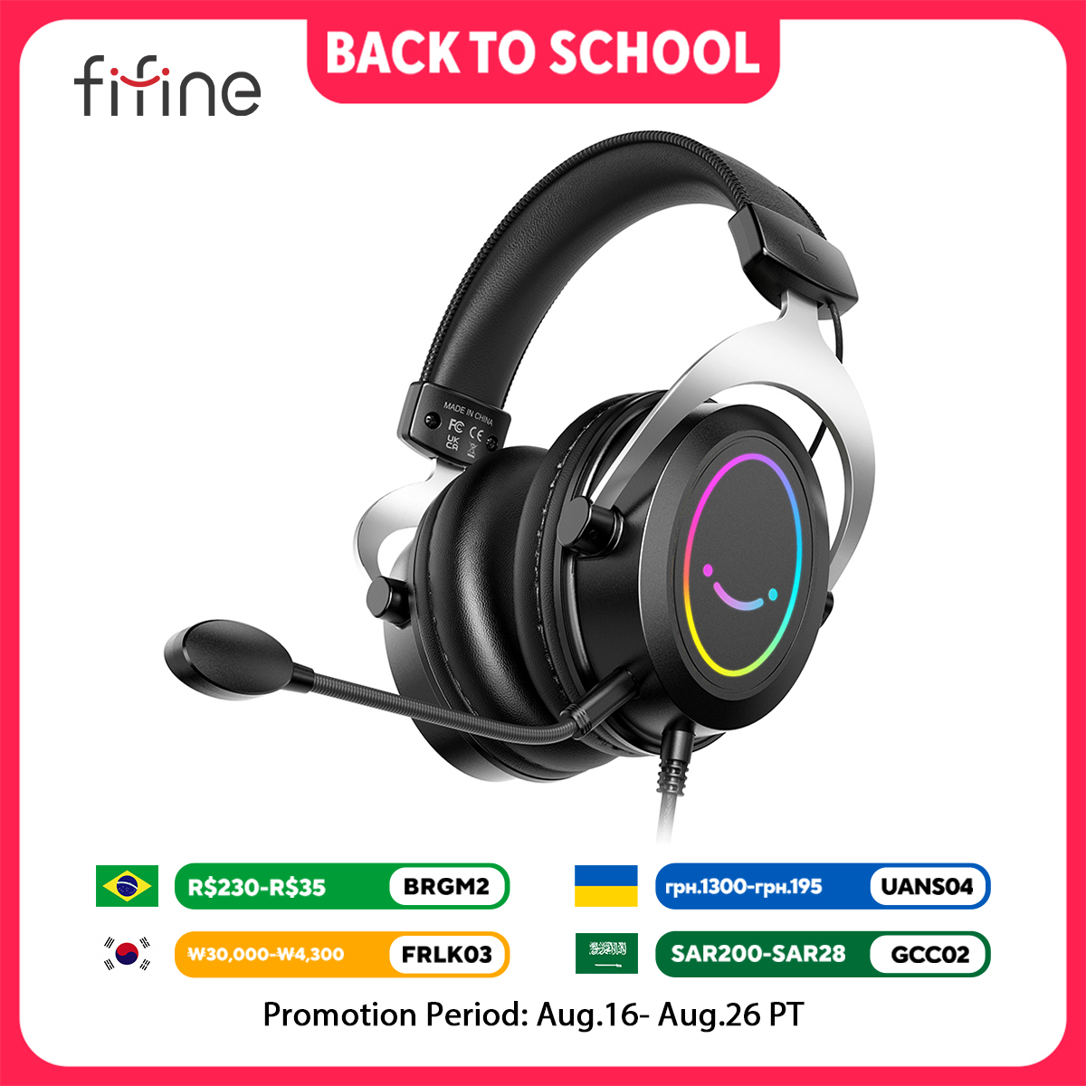 Gaming Headset Rgb - FIFINE Gaming-Kopfhörer mit dynamischer RGB/MIC/Inline-Steuerung, ultraweiche