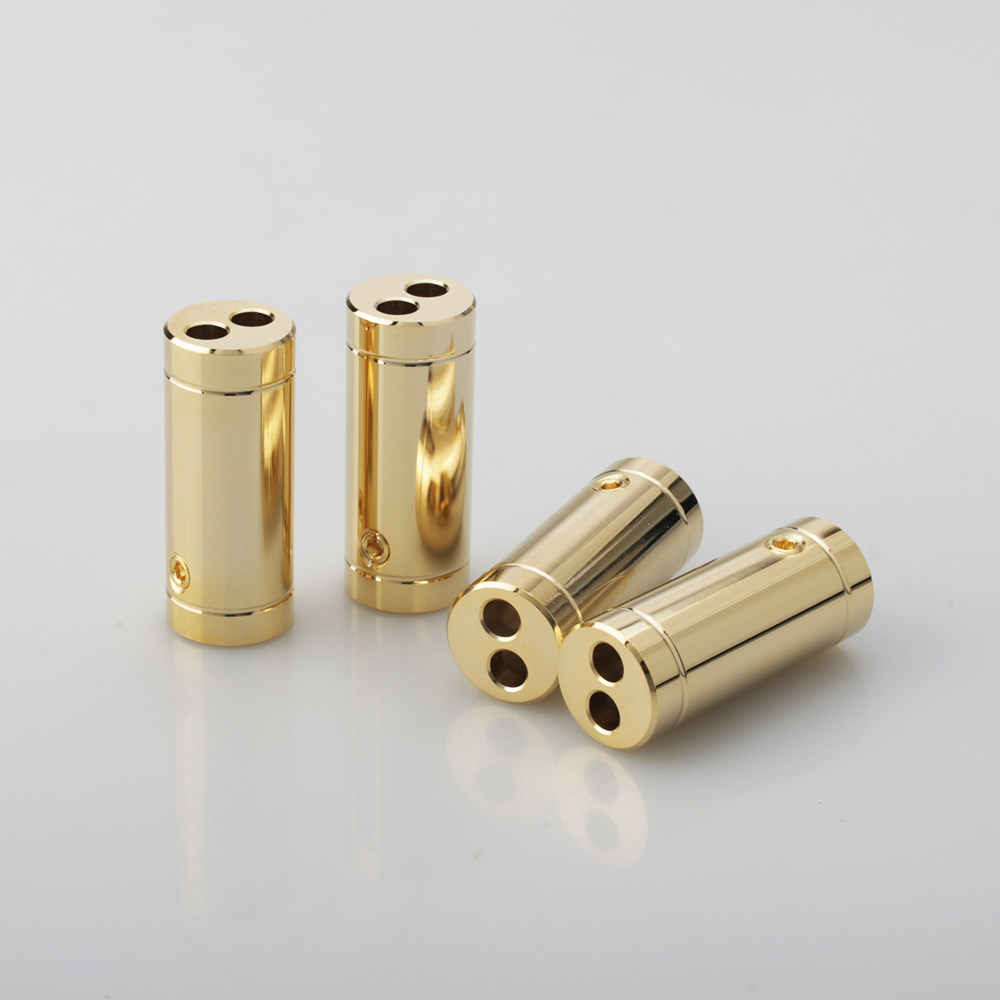 Audio Splitter Y - 4 Stück verchromte/goldbeschichtete Lautsprecherkabel-Audio-Kabelhülsen, Y-Splitter, 1