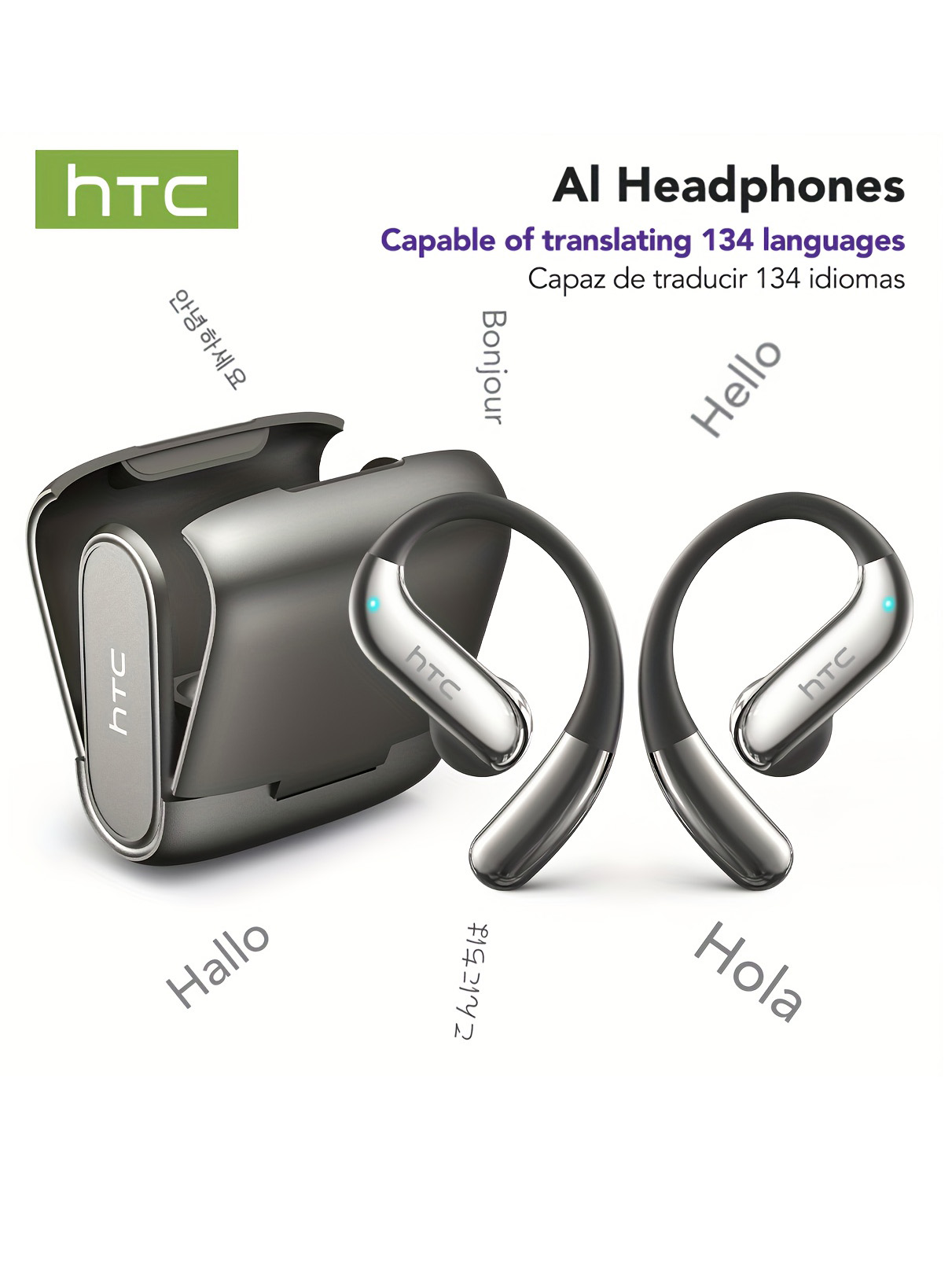 Earbuds Charging Case - Open-Ear-Bluetooth-Kopfhörer, HTC 30-Stunden-Wiedergabe, kabellose Ohrhörer, Ohrhörer